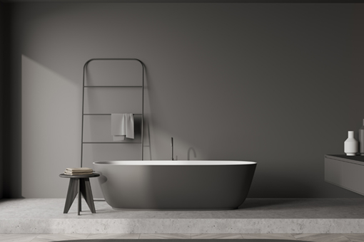 Modern,Minimalist,Details,Of,The,Grey,Bathroom,Area,Interior,With